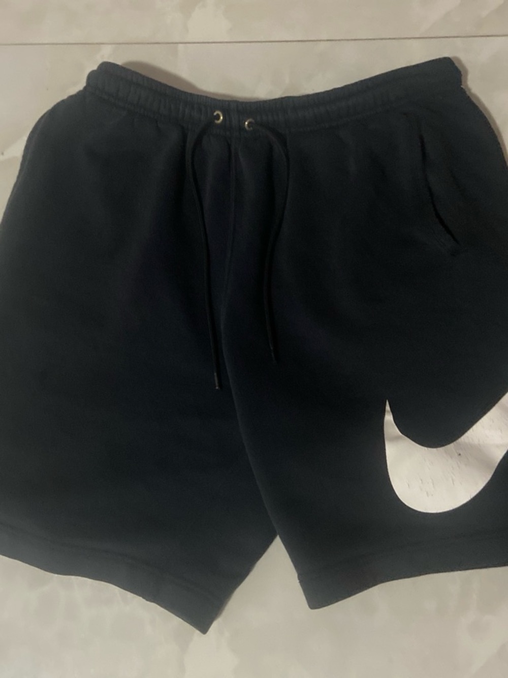 Nike Black Athletic Shorts with White Swoosh